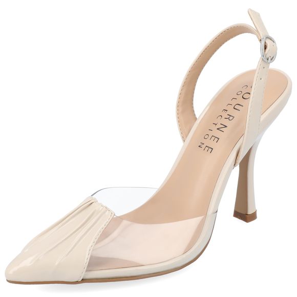 Journee Collection Shoes - Journee Womens Ivyann Vegan Leather and Lucite Stiletto Pumps